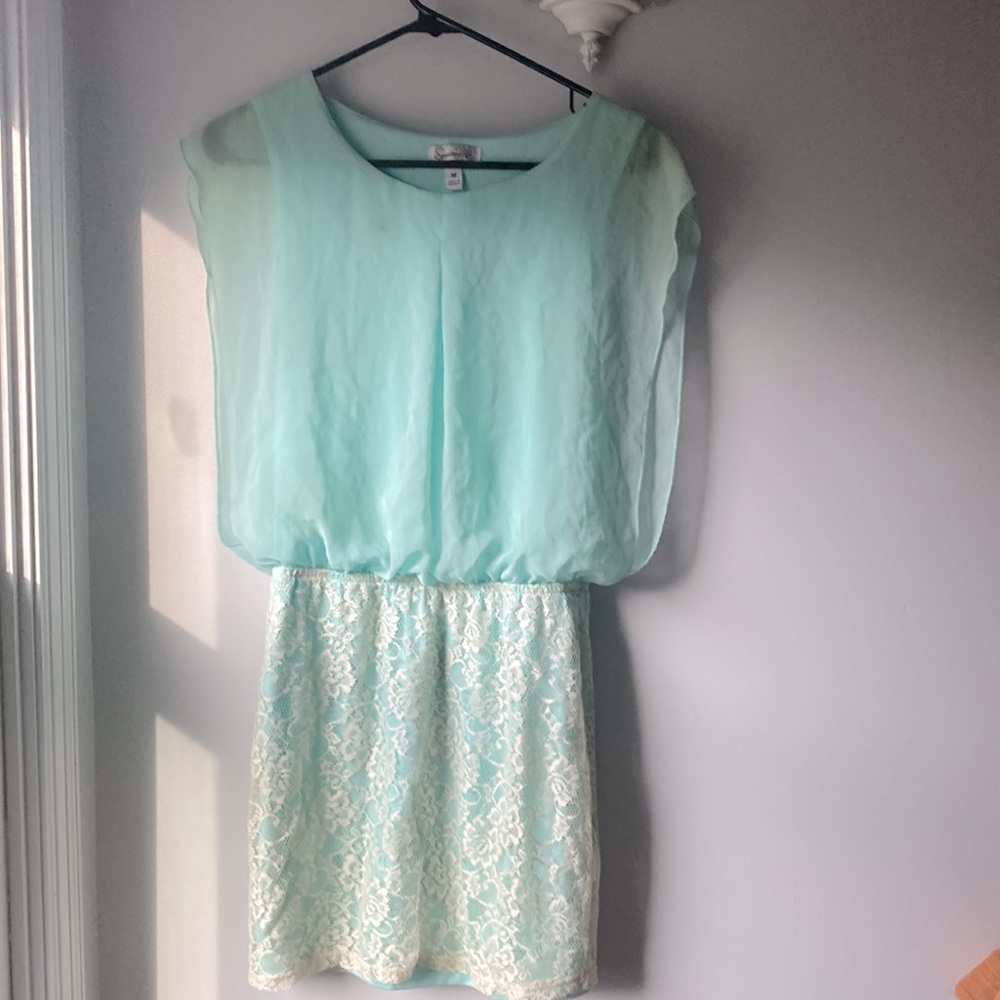 Speechless mint green one piece with lace size medium  mini skirt dress.